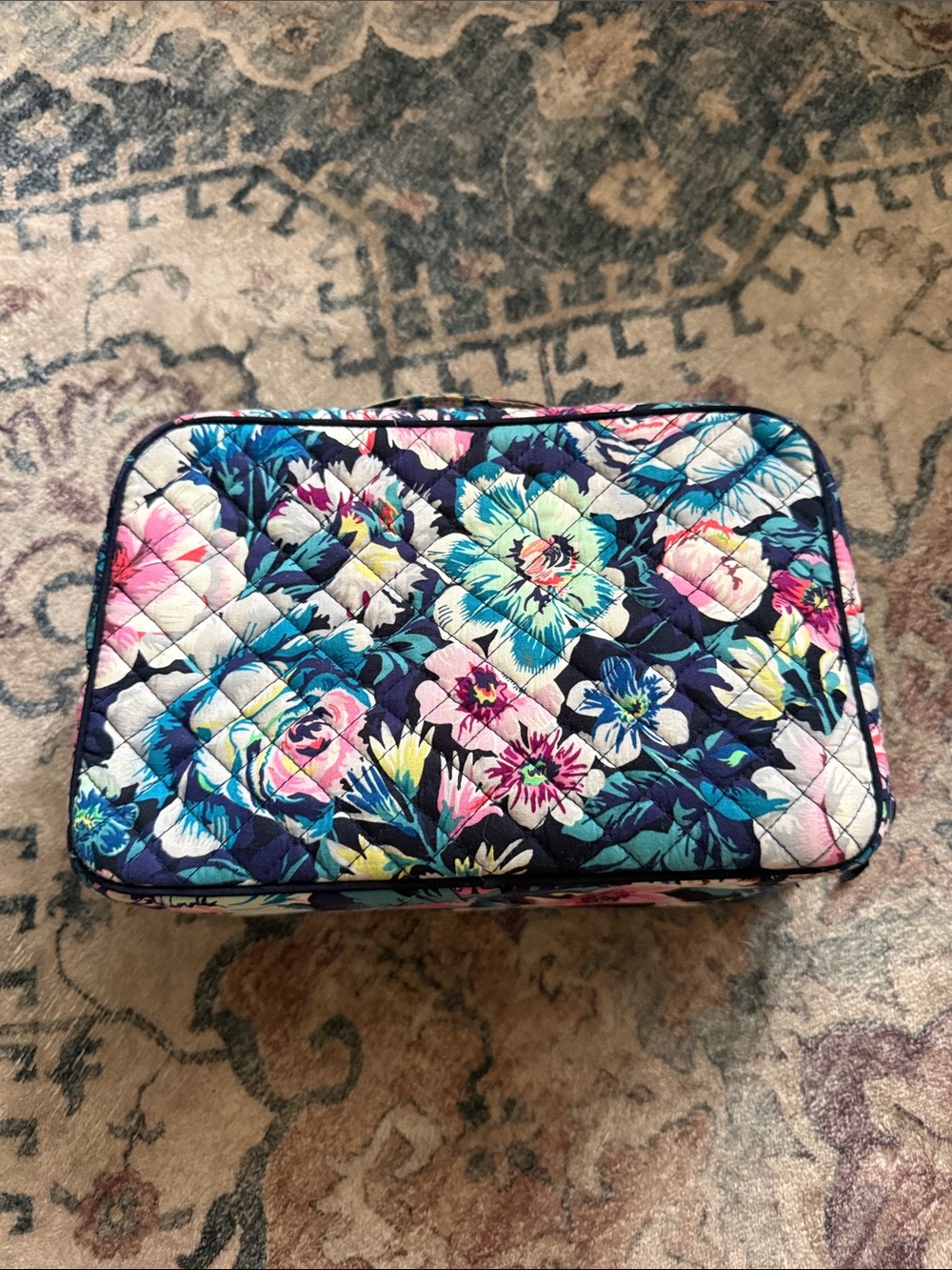 Vera Floral Quilted Cosmetic Pouch
